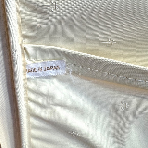 Vintage 60s soft case fabric suitcase, groovy brown, green floral, Japan luggage - Picture 9 of 12